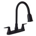 MATTE BLACK 2-HANDLE PULL DOWN KITCHEN FAUCET